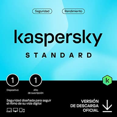 Kaspersky Standard Anti-Virus 2025 | 1 dispositivo | 1 año | Seguridad Avanzada | Protección Bancaria en línea | Optimización del rendimiento | PC/Mac/Móvil | Código por email