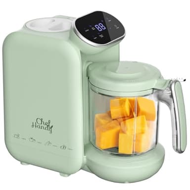Procesador de alimentos para bebé 5 en 1, Multifuncional con Control Inteligente, Vaporera y Molinillo, Auto-Cocción y Molienda, Calentador de Comida para Bebés - Máquina de Molinos (Verde)