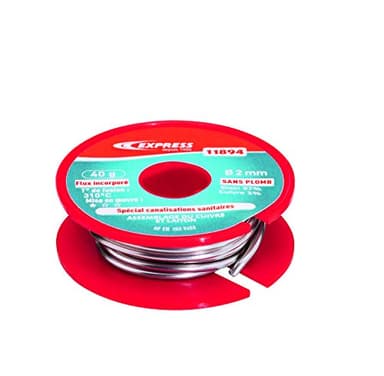 Soldadura de Estaño para Tubos de Cobre, Latón y Sanitarios (Agua Potable) - Hilo de Estaño - 97% de Estaño y 3% de Cobre (sin Plomo) - 40 g - Ø 2 mm - Flujo Incorporado - EXPRESS