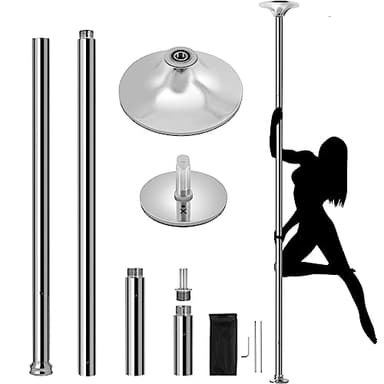 Yaheetech Barra de Pole Dance Profesional Ajustable Juego de Palos de Baile Extraíble para Club, Casa Pole Dance Barra de Baile de Acero Inoxidable para Ejercicios de Fitness, Altura 216,5-275 cm