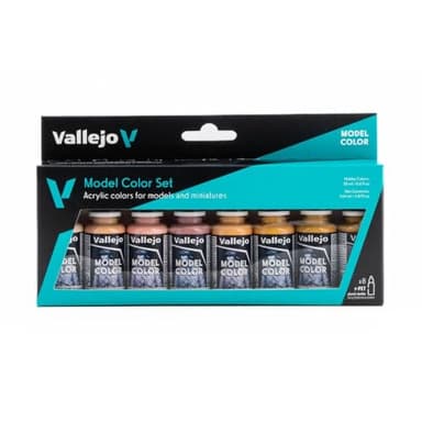 Vallejo Model Color Set de Pintura Acrílica Colores Piel y Cara. Kit de 8 Colores de Acabado Mate en Botellas de 18 Ml con Cuentagotas para Tonos de Piel y Carne en Figuras