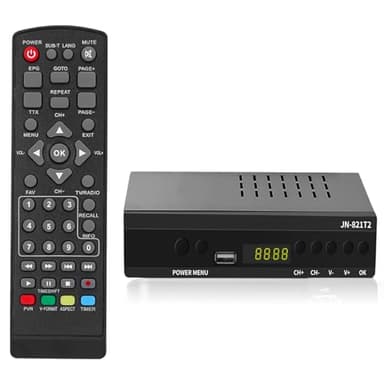 Decodificador TDT HD - DVB-T T2 H.265 HEVC Full HD PVR, USB, HDMI, SCART,Sintonizador de televisión Digital Terrestre, decodificador terrestre, Receptor Digital de Alta definición Full HD 1080p