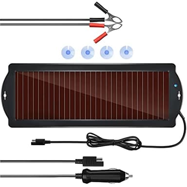 OBLLAR Cargador de batería solar de 12 V, mantenedor y cargador de batería, 2,5 W, kit de carga de goteo de panel solar portátil para automóviles, motocicletas, barcos, caravanas, remolques, etc.