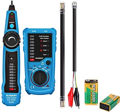 Iriisy Comprobador de Cable de Red,Tester de Cable, Probador de Cable, Rastreador de Cables Electricos,Probador de Red Telefónica, Buscador de línea de cable,Detector de Cables Red RJ45/RJ11