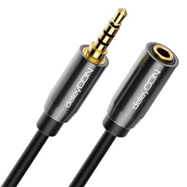 deleyCON 3,0m Cable Alargador para Auriculares Cable de Extensión AUX con Conector Jack 3,5 mm CTIA 4 Pines TRRS Alargador Estéreo Audio Conector de Metal (Extra Fino y Flexible)