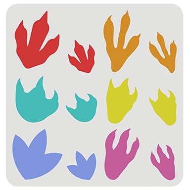 FINGERINSPIRE Plantilla de Huellas de Dinosaurio 30 x 30 cm, 12 Estilos de impresión de Huellas de Dinosaurio, Plantilla de Huellas de Huellas de Animales, Plantilla para Pintar sobre Papel, baldosas