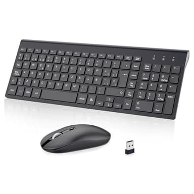 cimetech Combo Teclado y Ratón Inalámbrico, 2.4G Español 2 en 1 USB Ultra Delgado Silencioso Mouse, para PC/Laptops/Ordenador/Escritori (Negro)