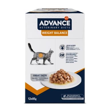 Advance Veterinary Diets Weight Balance - Comida Húmeda para Gatos: Multipack 12 bolsitas de 85g