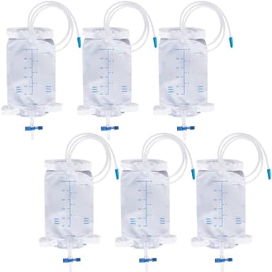 6 bolsas de orina de 500 ml para las piernas: bolsas de drenaje de orina, bolsas de drenaje con 2 correas, bolsa de orina con válvula y drenaje en T, bolsa de drenaje de orina, bolsa de drenaje de