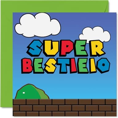 Tarjetas de cumpleaños para mejores amigos, Super Bestieio, divertida tarjeta de feliz cumpleaños para mejor amigo de amigos, regalos de cumpleaños para mejores amigas, tarjetas de felicitación de