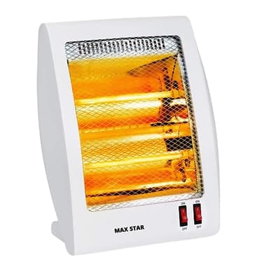 Max Star Estufa Eléctrica de Cuarzo 800W 2 Barras MS-Q386 2 Posiciones de Calor Sistema de Seguridad Anti-Vuelco Estufas Electricas Bajo Conusmo Estufa de Baño Portátil