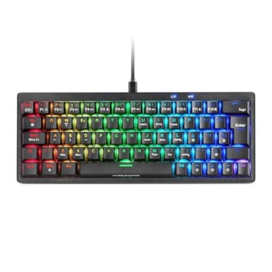 Mars Gaming MKMINIPRO, Teclado Mecánico Ultra-Compacto 60%, Switches Mecánicos Hot-Swappable, Iluminación RGB Chroma, Teclado Gaming Antighosting, Multiplataforma, Switch Silencioso, Español, Negro
