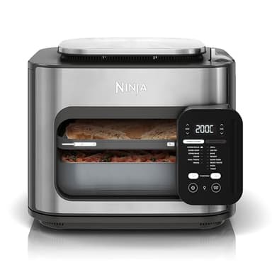Ninja Combi Olla eléctrica multifunción 12 en 1, Horno, Freidora de aire, comidas familiares en 15 min*, incluye bandeja para hornear, fuente de horno y guía de recetas, gris, SFP700EU