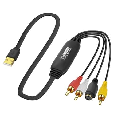 XMSJSIY USB 2.0 Audio Video Capture Card S Video RCA a USB Digital Recorder CVBS VHS VCR a Digital Converter para reproductor de DVD, ordenador portátil, PC, grabación en cinta – 1,2 m / 3,9 FT