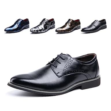 Zapatos Oxford Hombre Derby Zapatillas Vestir Cordones Brogues Zapatos Boda Formales Negocios Casuales 1016 Negro Tamaño 42