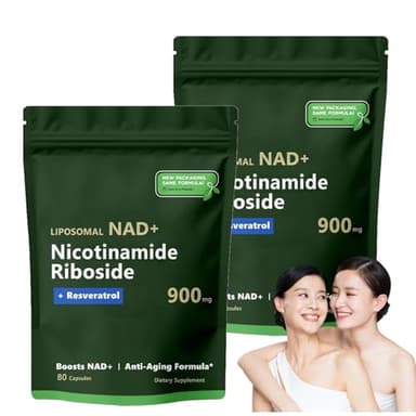 Nad Nicotinamide Riboside 900, Nad Resveratrol Liposomal Nicotinamide Riboside, Alta Absorción - 80 Microgeles Vegetales, Energy & Vitality Boost, Apto Para Veganos Y Sin Gluten (2bag)