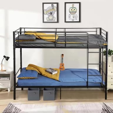 FetiNes Literas para Niños, Juveniles y Adultos, Estructura Metálica con Escalera y Barandillas, Convertibles en Camas Gemelas, 90x200