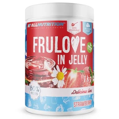 ALLNUTRITION Mermelada sin Azúcar - Frulosa en Gelatina Fresa - 80% Gelatina de Fruta Baja en Calorías - Mermelada sin Azúcar - Apta para Veganos - 1000g