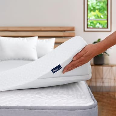 QUNCEL® Sobrecolchon ViscoGel Premium | 150x190 | 7cm | Firmeza Alta | Desarrollado en España | Topper Viscoelástico 150x190, Topper Viscoelastico de Gel Frio, Mattress Topper Colchon Oeko Tex®