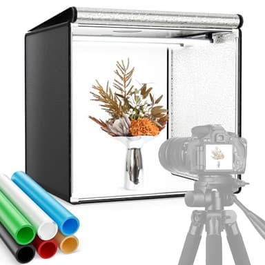 Portátil Estudio Fotográfico 60cm*60cm*60cm Grande con Brillo Ajustable 126 Luces LED Iluminación de 5500K Profesional Plegable Softbox, 6 Láminas de Fondo de PVC, para Tomar Imágenes Objetos