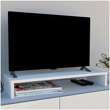 Henor Soporte Monitor Elevador TV de Madera FSC® TV 82 x 26.5 x 12 cm Soporta 50 Kg. Blanco