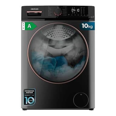 Cecotec Lavadora 10Kg Carga Frontal Bolero DressCode 10610 Inverter Steel A. 1400 RPM, Steam Max, Motor Inverter Plus, 15 Programas, OnSmart, Smooth Wash, Stop&Go, Goma Antibacteriana, Drum Clean