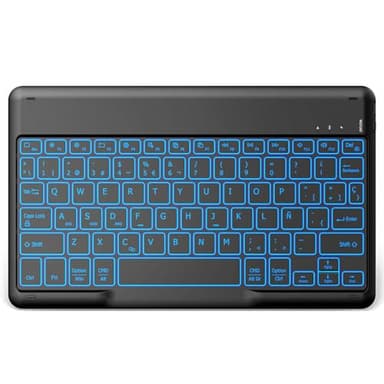 EasyAcc Teclado Español Ñ Bluetooth Inalámbrico Súper Delgado de 10 Pulgadas para iOS iPad/Tablet Android Samsung, Huawei, Lenovo, Retroiluminado