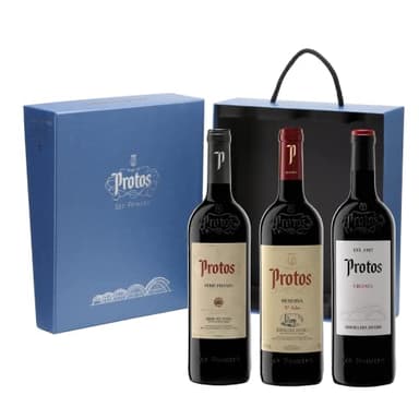 Bodegas Protos - Estuche Selección Ribera del Duero, Protos Serie Privada, Protos Reserva, Protos Crianza, DO Ribera del Duero - Pack 3 botellas 750ml