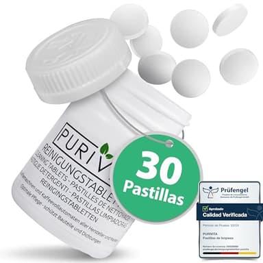 PURIVITA - Pastillas Limpia Cafetera - cápsulas y normales como Senseo, Siemens, Tassimo, Nespresso,etc. – 30/100/150 pastillas de 1,3g cada una - Pastillas Limpieza Cafetera - producto alemán