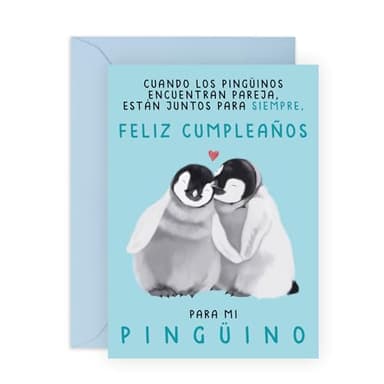 Central 23 Linda Tarjeta De Cumpleaños Para Hombre Mujer - PARA MI PINGÜINO - Dulce Tarjeta De Felicitación Para Esposo Esposa Novio Novia - Regalo Para Pareja - Viene Con Pegatinas