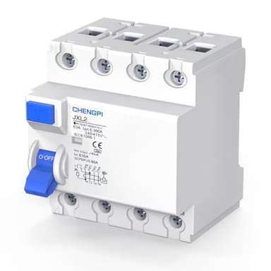 CHENGPI Interruptor Diferencial, Interruptor FI, Tipo A 63A, 300mA, 4P, Interruptor Diferencial Auto Rearmable, Interruptor Diferencial Rearme Automatico