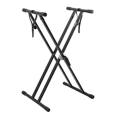 Tiger KYS16-BK - Soporte para teclado con correa de seguridad y patas dobles