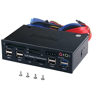 Tccmebius TCC-QL5E 5.25 Pulgadas PC Multifunción Salpicadero Medios de Comunicación Panel Frontal, con SATA e-SATA USB 2.0 3.0 Hub Audio Puertos y 5-en-1 Lector de Tarjetas (SD/MMC/CF/MS/TF/M2)
