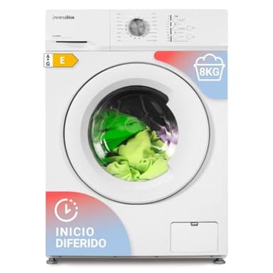 UNIVERSALBLUE Lavadora 8 kg Carga frontal Blanca | 16 Programas de Lavado | Bajo Consumo de Energía | Temporizador | ECO 40-60 | ENVÍO Y SUBIDA A PLANTA INCLUIDO