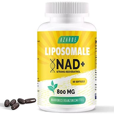 NAD+ liposomal y Trans-Resveratrol 800mg cápsulas blandas, alternativa al NMN más eficiente que el NMN, alta absorción, suplemento real de NAD+ para la reparación celular (60 unidad (Paquete de 1))