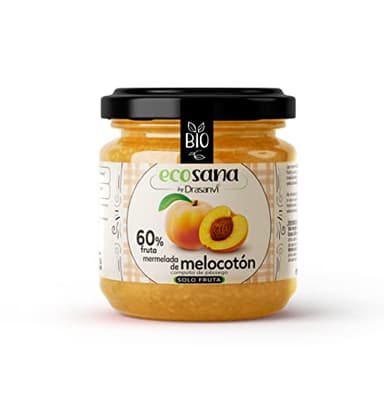 ECOSANA MERMELADA EXTRA MELOCOTÓN SIN AZÚCAR CERTIFICADO BIO by DRASANVI - VEGANO - SIN GLUTEN - 250g