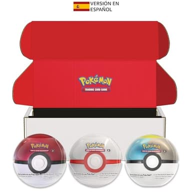 JCC Pokémon: Lote de latas Poké Ball: Poké Ball, Honor Ball y Luna Ball (9 Paquetes de Mejora de JCC Pokémon y 7 Hojas con Pegatinas)