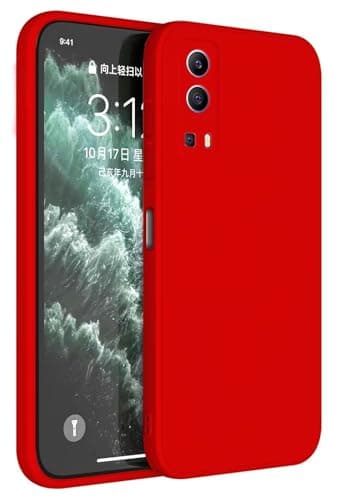 Topme Funda para Vivo Y52 5G / Vivo Y72 5G 6.58" Carcasa Caja Case Estuche, Funda Protectora de Piel de Silicona TPU - Rojo Chino