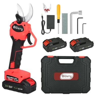 Tijeras de Podar Electricas 40mm,Tijeras de Podar Bateria 24v,2x3000mAh Bateria,Adecuado Para JardineríA，Huertos, Parques,Arboles Frutales,Bellota