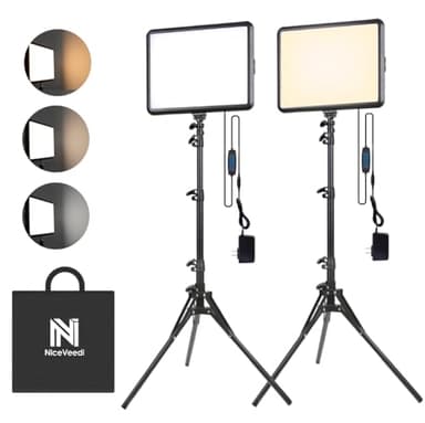 2 Paquete Luz Fotografia LED de Vídeo, 22W Kit de Luz de Video LED, luz de Estudio Regulable de 2900-7000 K con Soporte para 160cm Trípode/USB, Luz de Transmisión para Grabación de Video, para TikTok