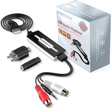 DIGITNOW! Convertidor de Captura de Audio USB, para Cintas de Casete de Vinilo a convertidor de MP3 Digital, Compatible con Mac y Windows 10/8.1/8/7 / Vista/XP