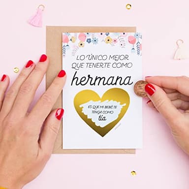 Anunciar embarazo tia | Tarjeta rasca sorpresa | original hermana mayor