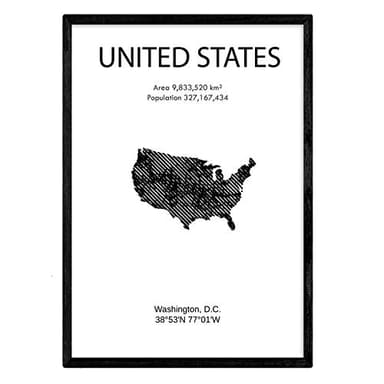 Nacnic Poster de Estados Unidos. Láminas de paises y continentes del mundo. Tamaño A3