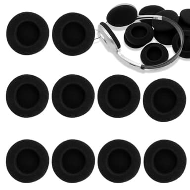 Almohadillas de repuesto para auriculares, 10 unidades, 50 mm, color negro, almohadillas de repuesto para auriculares, almohadillas de espuma, almohadillas de repuesto para auriculares Sennheiser Sony