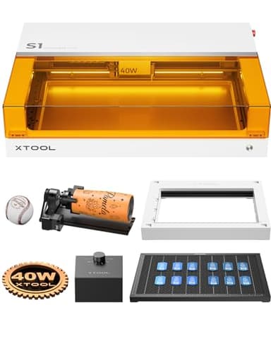 xTool S1 - Grabadora láser de 40 W, madera, metal y cristal cerrado, kit de lujo, corte láser con posicionamiento pin-point, enfoque automático, grabado láser para metal, cuero, acrílico, cristal,