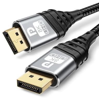 YUETUOL Cable Displayport 1.4 2m, DP Cable 8K@60Hz, 4K@144Hz, 2K@240Hz, HDR10, DSC 1.2, G-Sync&Free-Sync, Cable Displayport 240Hz de Alta Velocidad 32.4Gbps Compatible con PC, Gaming, Monitor