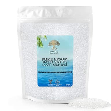 Eco Lux UK - 5 kg de sales de Epsom Premium 100 % puras naturales (grado alimenticio) de sulfato de magnesio para baño para aliviar los músculos doloridos, rejuvenecedor, relajante, apoya el sueño,