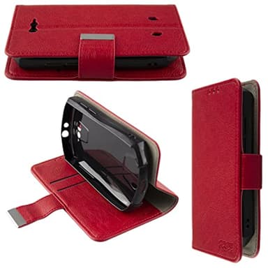 Casco para Unihertz Titan Pocket, Bookstyle-Case Funda Protectora a Prueba de Golpes para Smartphone (Carcasa de Color Rojo)