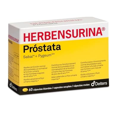 DEITERS - Herbensurina Próstata 60 Cápsulas, Cuidado de la Próstata y Función Urinaria, Hombres + 45 Años, Solución Natural con Sabal y Pygeum