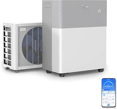 Midea Portasplit Pinguino Aire Acondicionado 4 en 1 | 3000 frigorías / 12000 BTU | Split Portátil Silencioso Bajo Consumo 42m2 | Enfriador, Deshumidificador, Calefactor, y Ventilador
